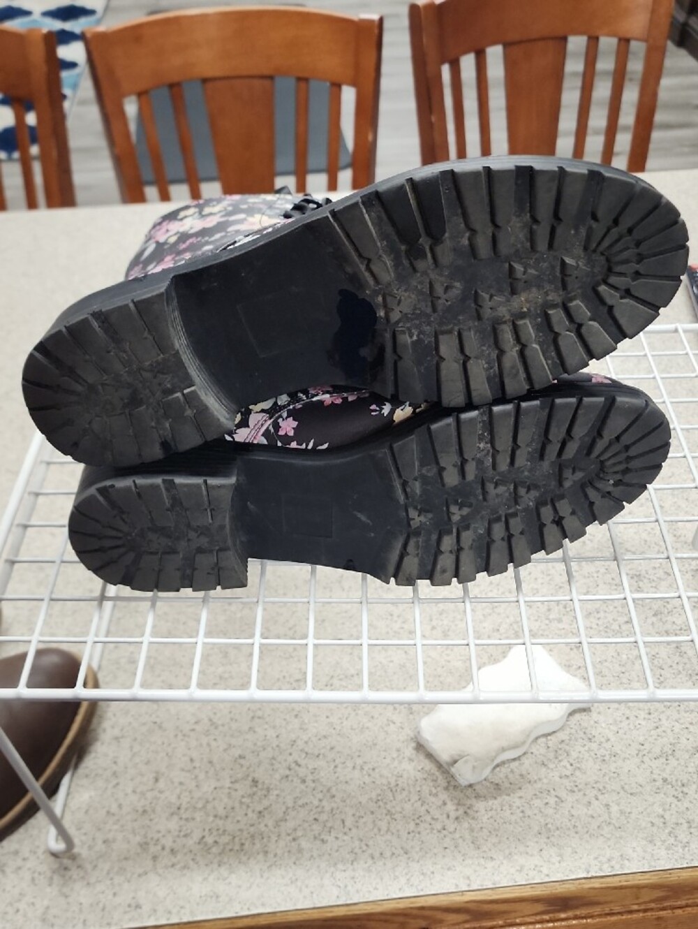 Floral Lace-Up Combat Boots - Black/Pink - Picture 5 of 5